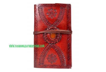 New Handmade Embossed Leather Journal Single Stone Stylish Design Diary & Sketchbook 